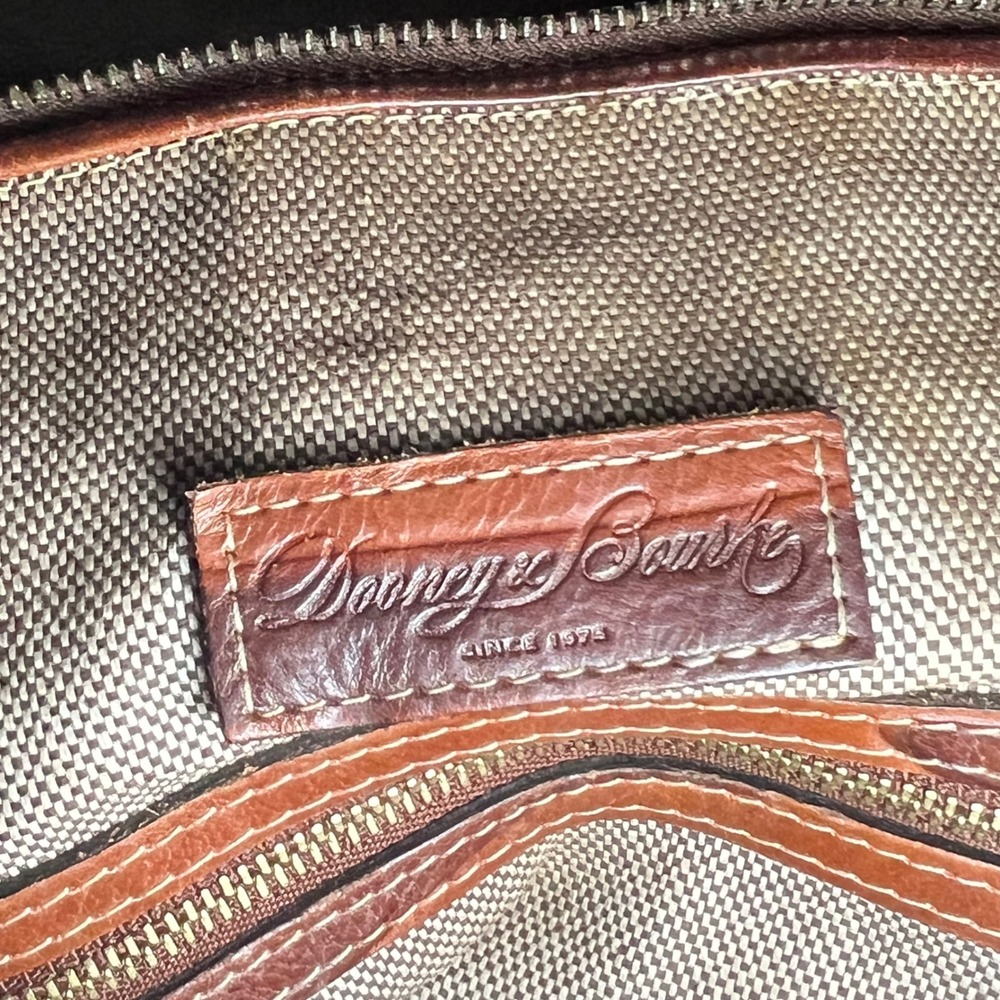 Dooney Bourke Leather Zebra Embossed Satchel Brown Shoulder Bag Large 90's - Picture 16 of 16